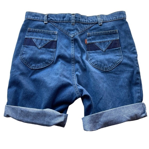 Levis Vintage 80’s Orange Tab 514 Denim Trouser Jean Short Blue Size 36W 10/12 - Picture 3 of 6